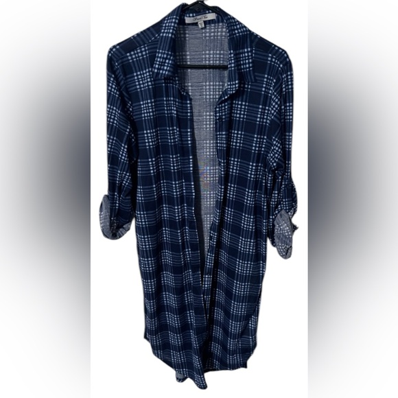 Paper tee blue plaid long sleeve button up - Picture 1 of 4
